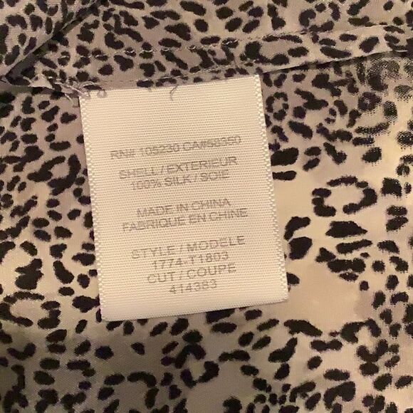 Joie Silk Long Sleeve Black Cream Animal Print - Picture 5 of 5